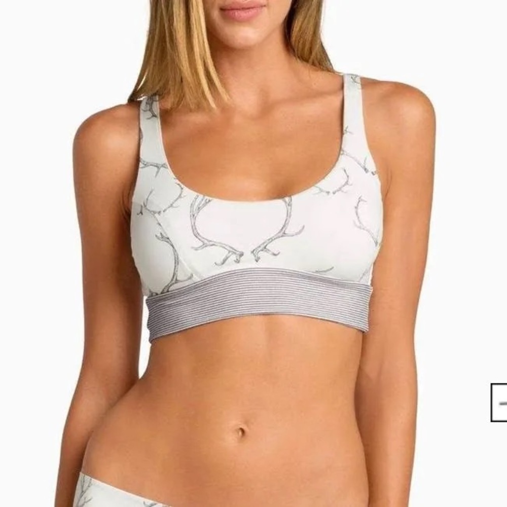 Boys+Arrows Dizzy Izzy Reversible Bikini Top - XS - Stripes & Antler Print